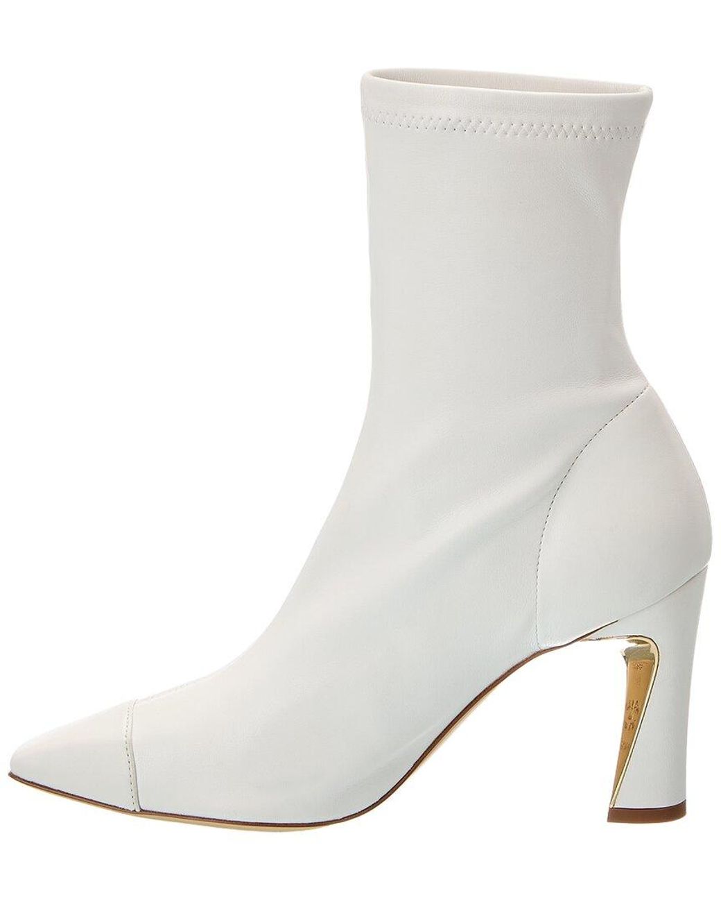 Baldinini White Leather Ankle Boot