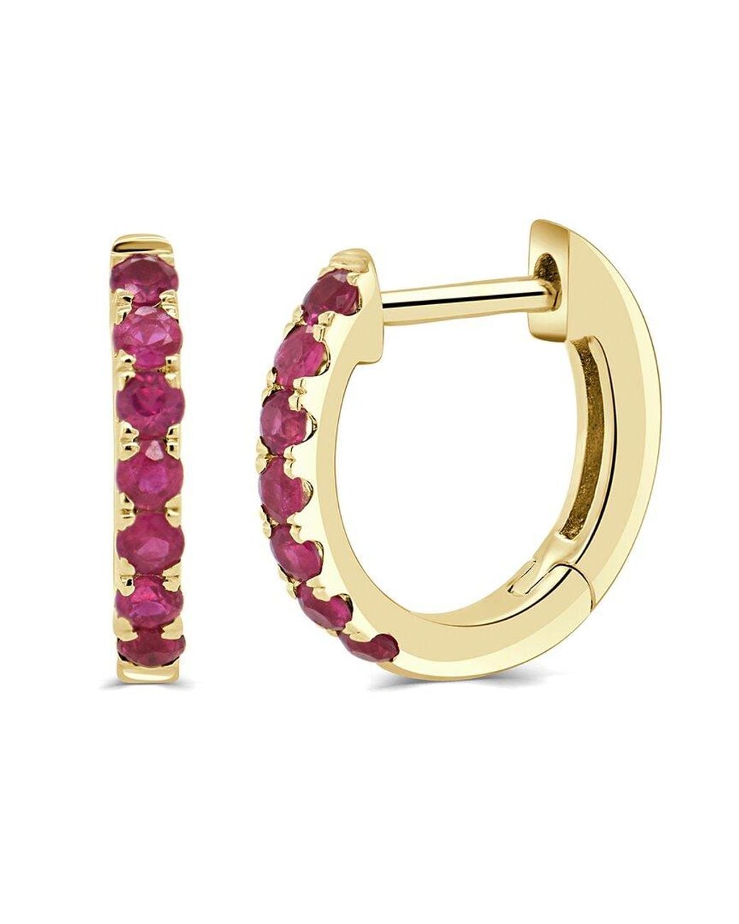 Sabrina Designs Metallic 14K 0.29 Ct. Tw. Ruby Huggie Earrings