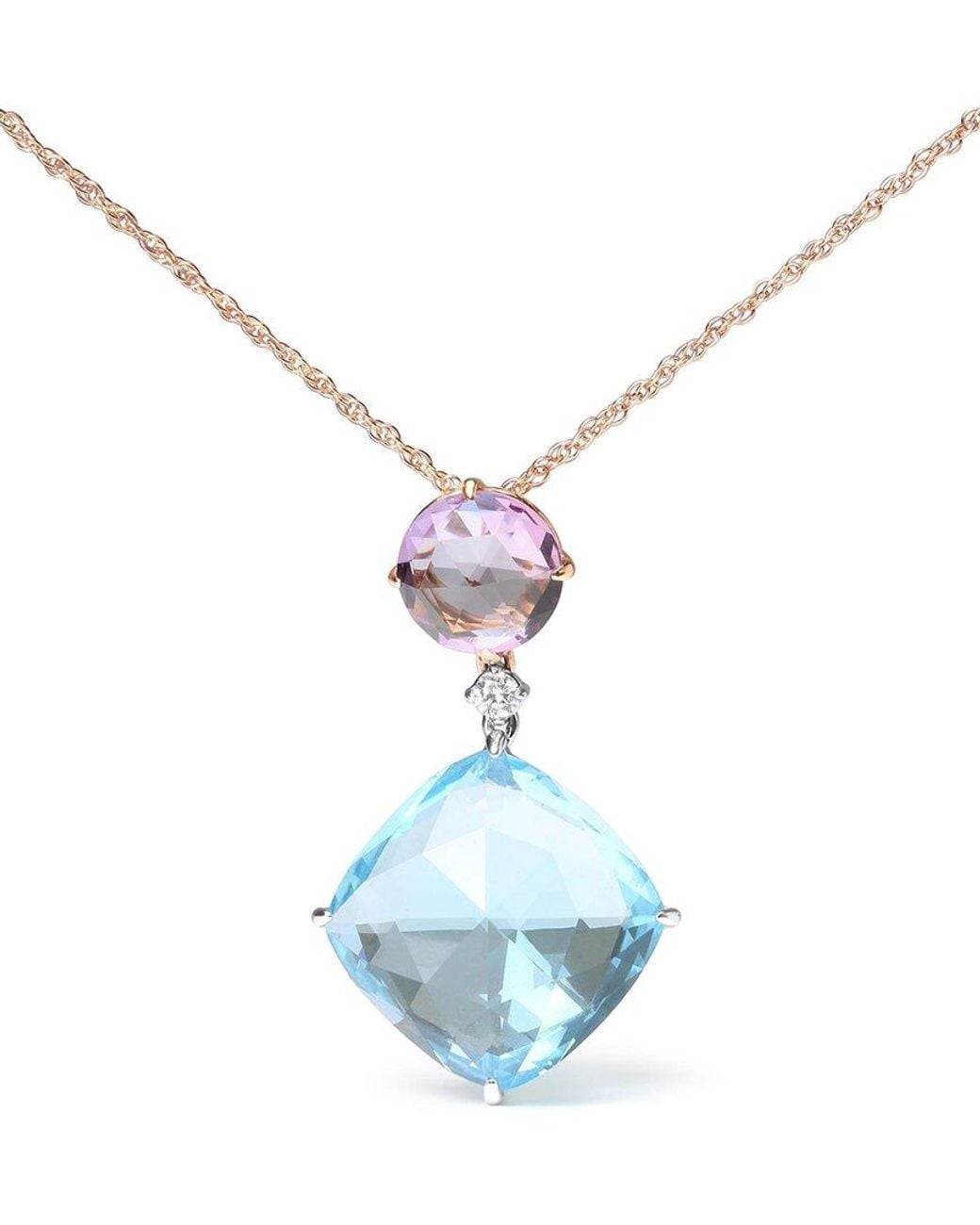 Haus of Brilliance Blue Colorful Gemstones 18K 26.94 Ct. Tw. Diamond & Topaz Pendant Necklace