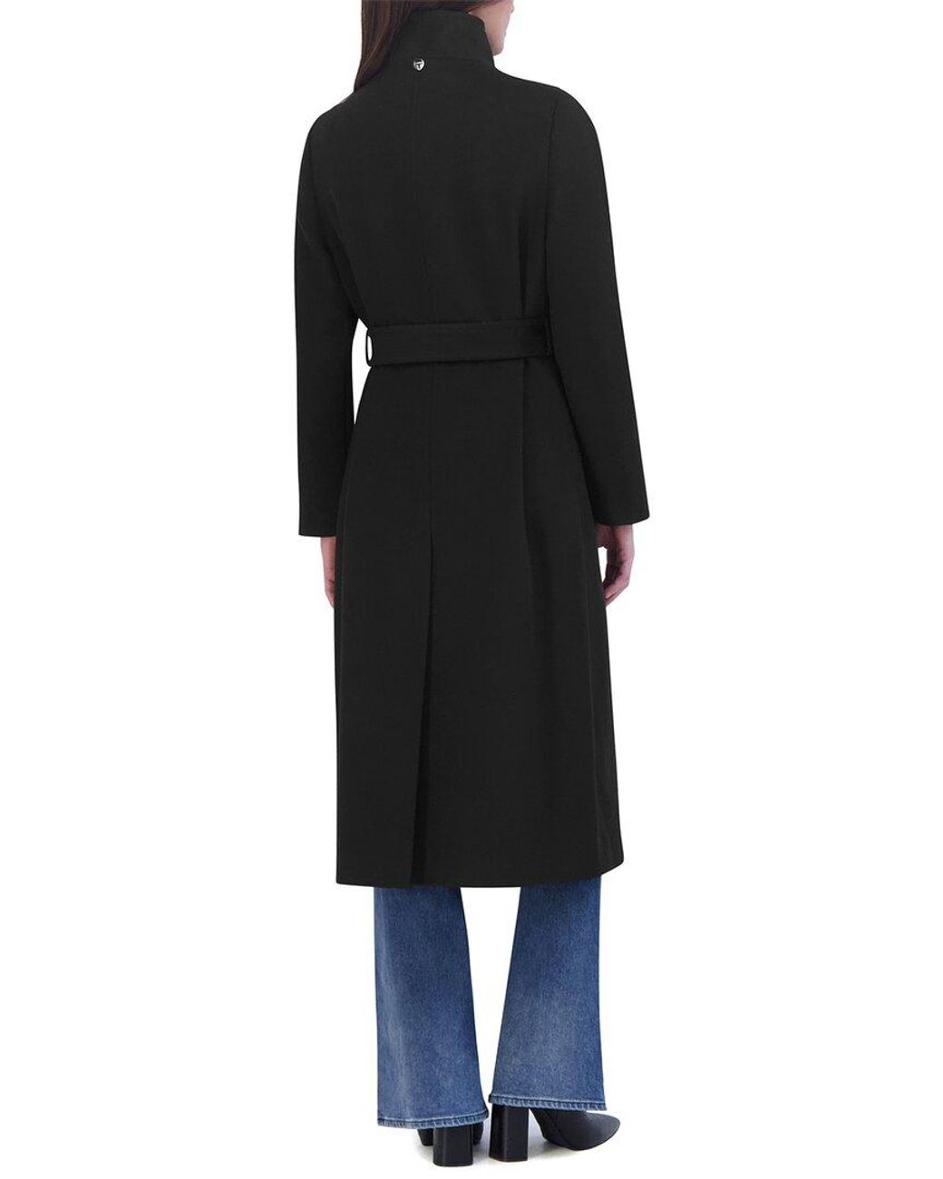 Tahari Black Wool-Blend Wrap Coat