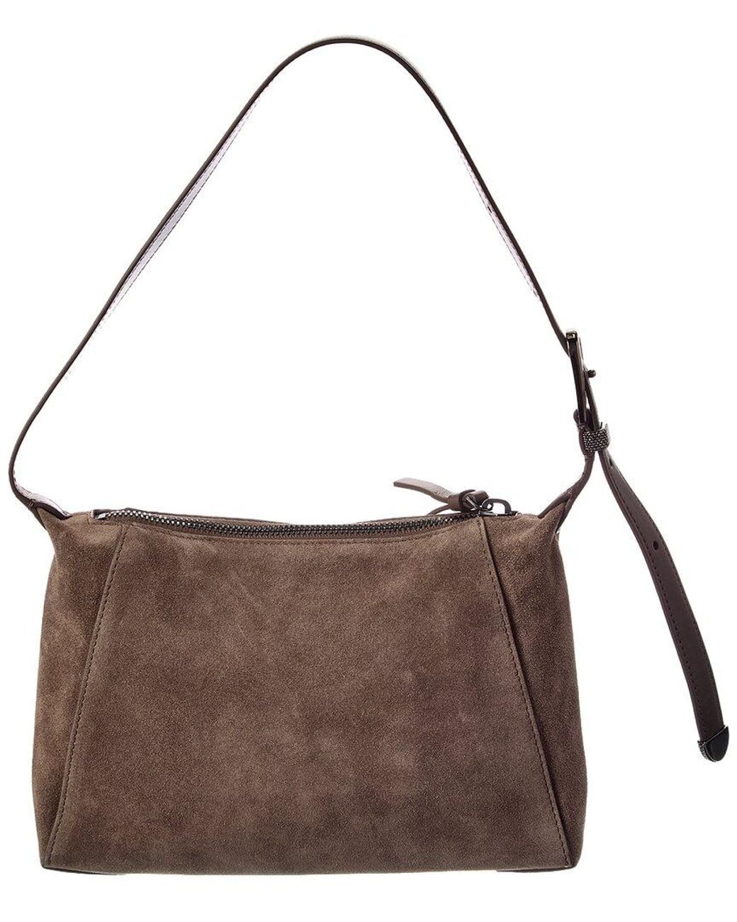 Brunello Cucinelli Brown Suede Shoulder Bag