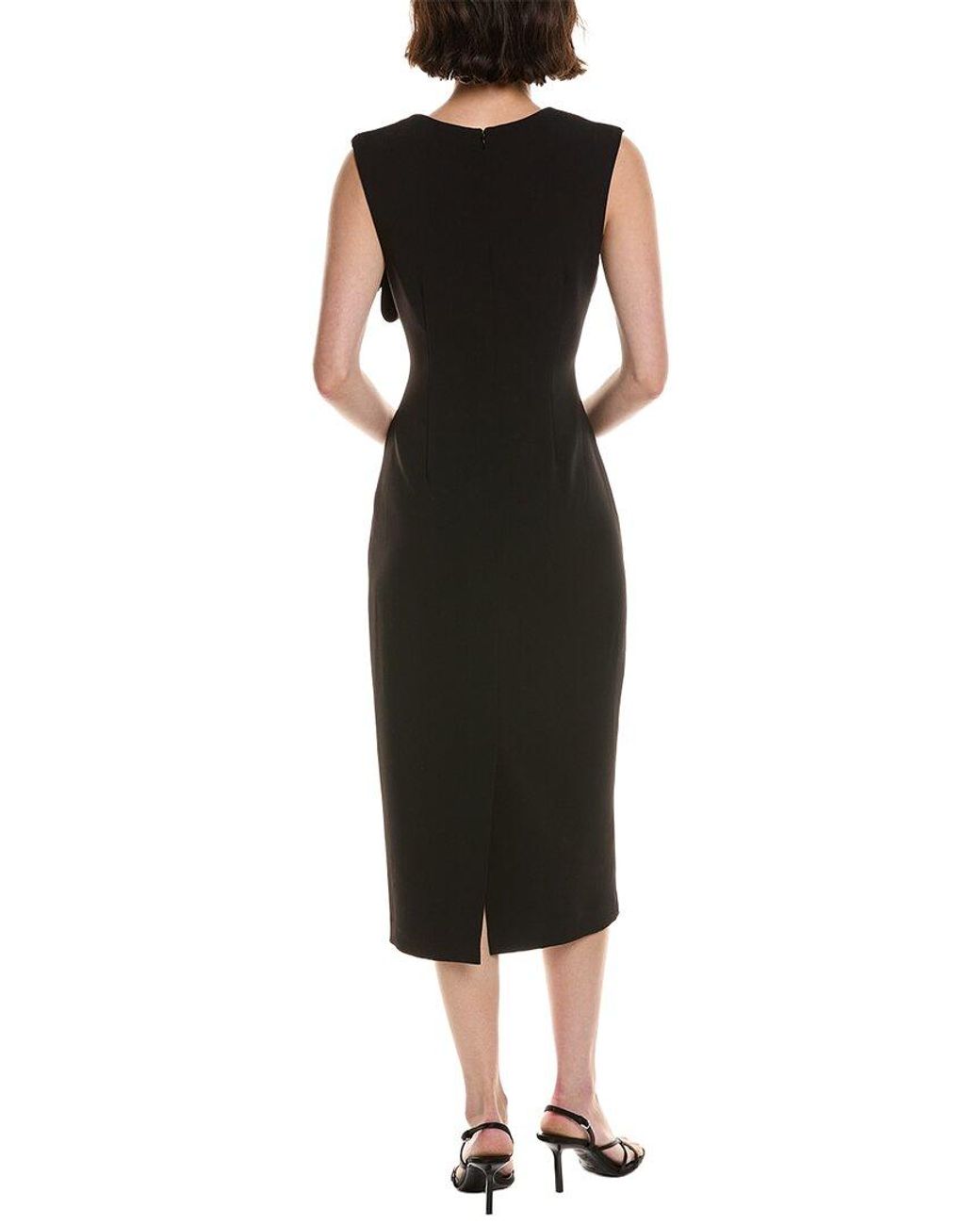 Badgley Mischka Black Pleated Cocktail Gown