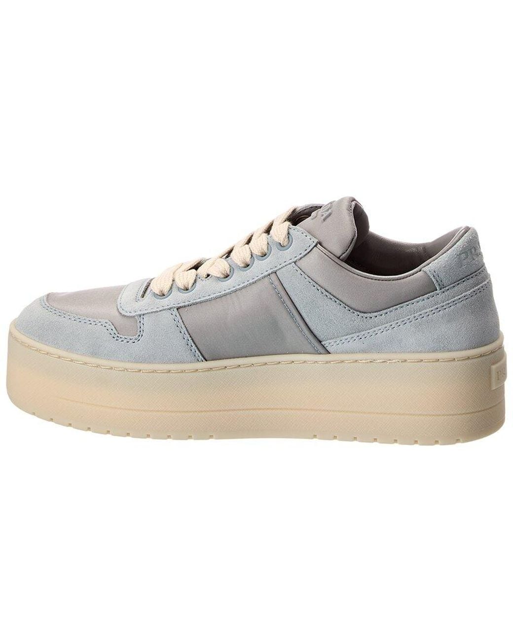Prada White Downtown Bold Re-Nylon & Suede Sneaker