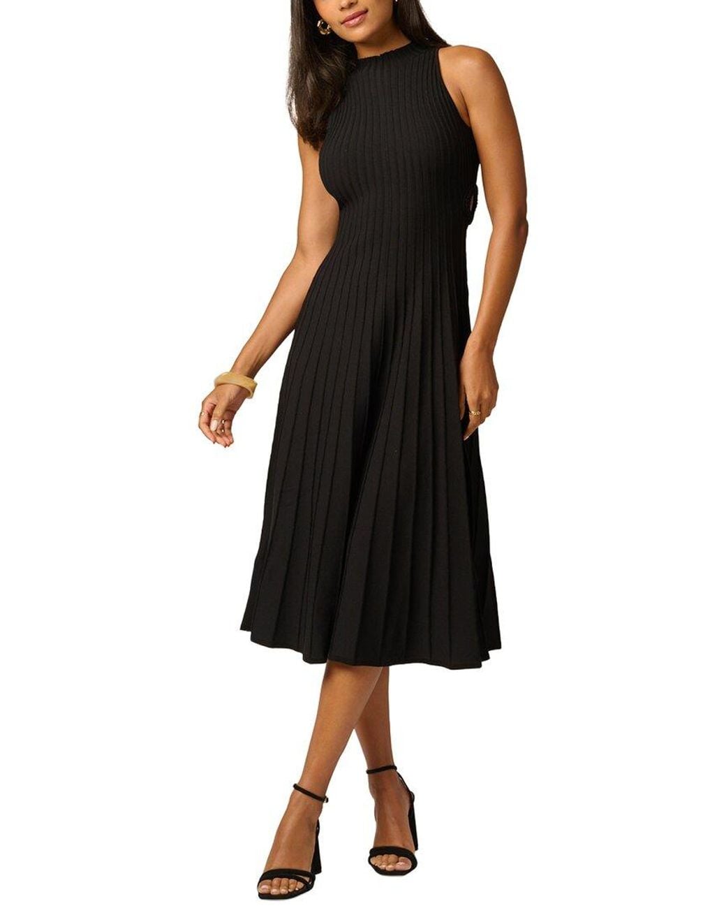 Adrianna Papell Black Sleeveless Midi Dress