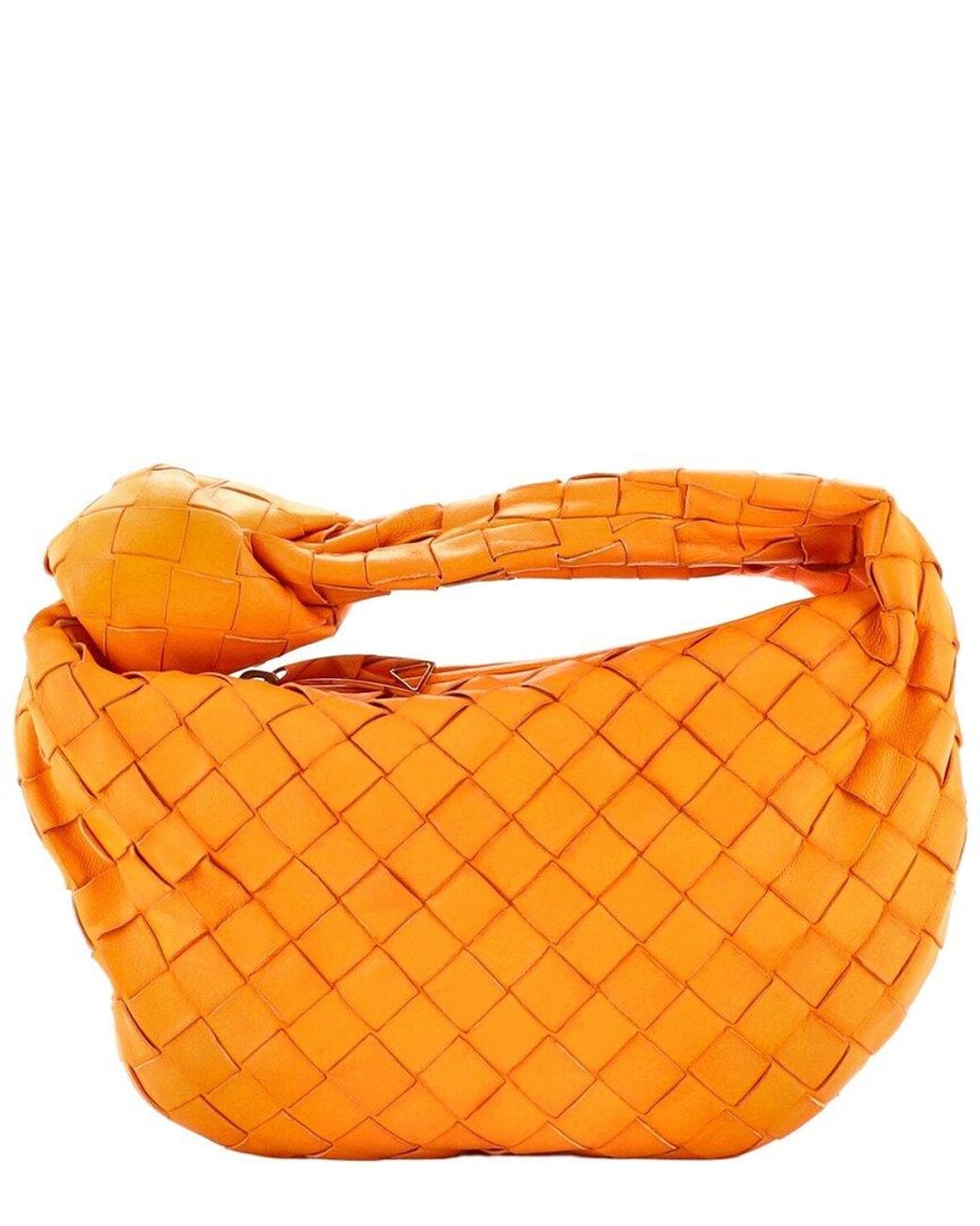 Bottega Veneta Orange Intrecciato Nappa Jodie Hobo Mini (Authentic Pre-Loved)