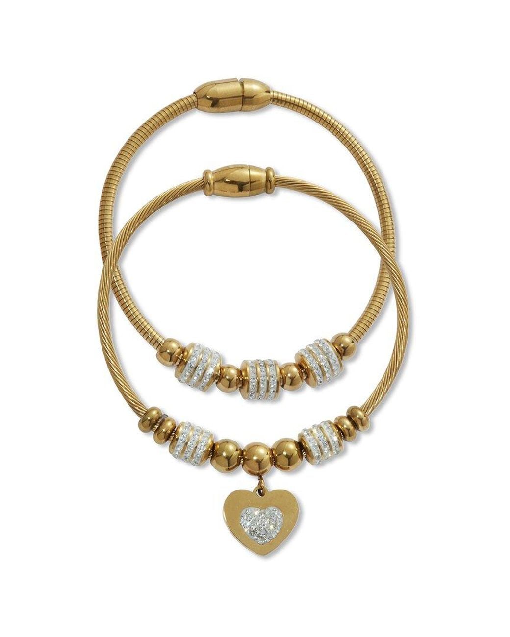 Palmbeach Jewelry White Plated Stainless Steel Crystal Bracelet