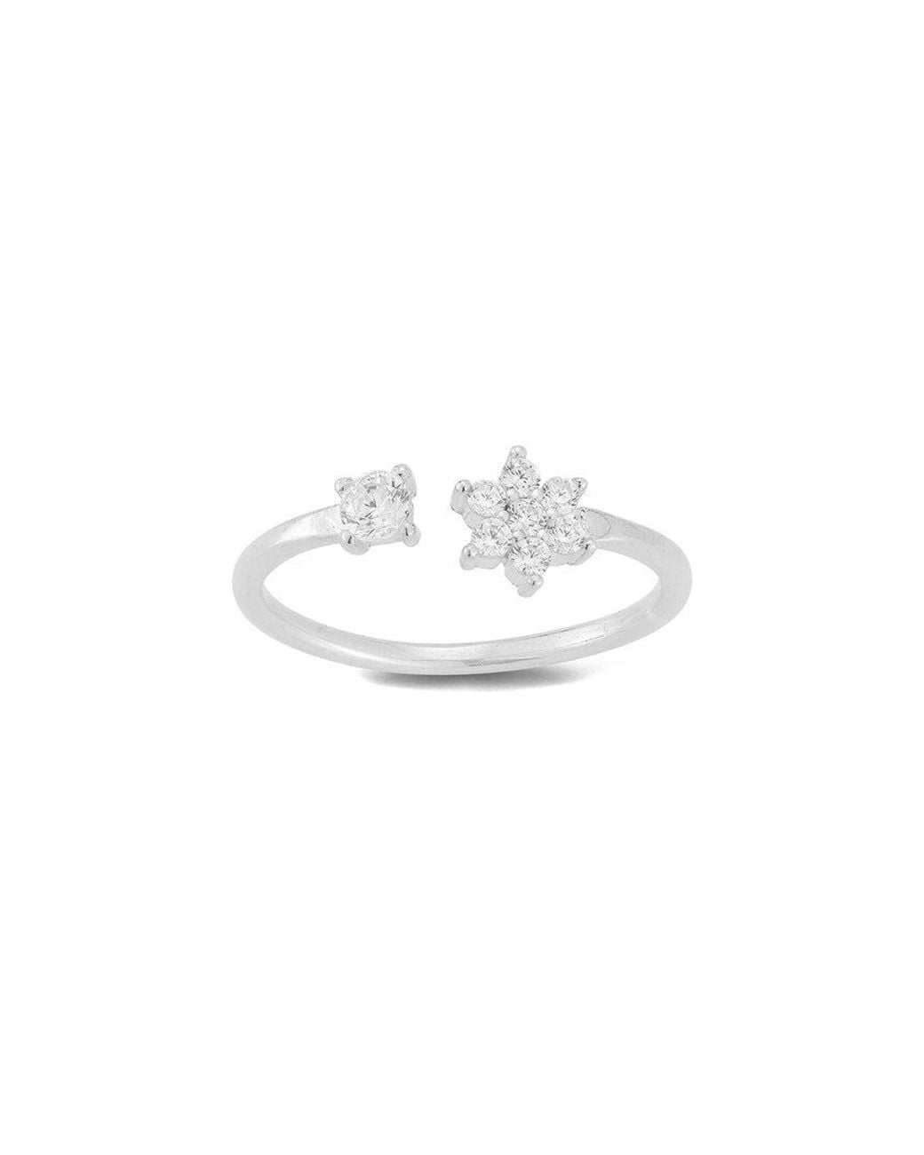 Glaze Jewelry White Silver Cz Flower Ring
