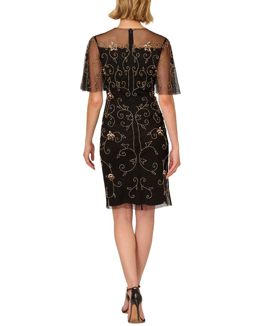Adrianna Papell Black Short Sleeve Mini Dress