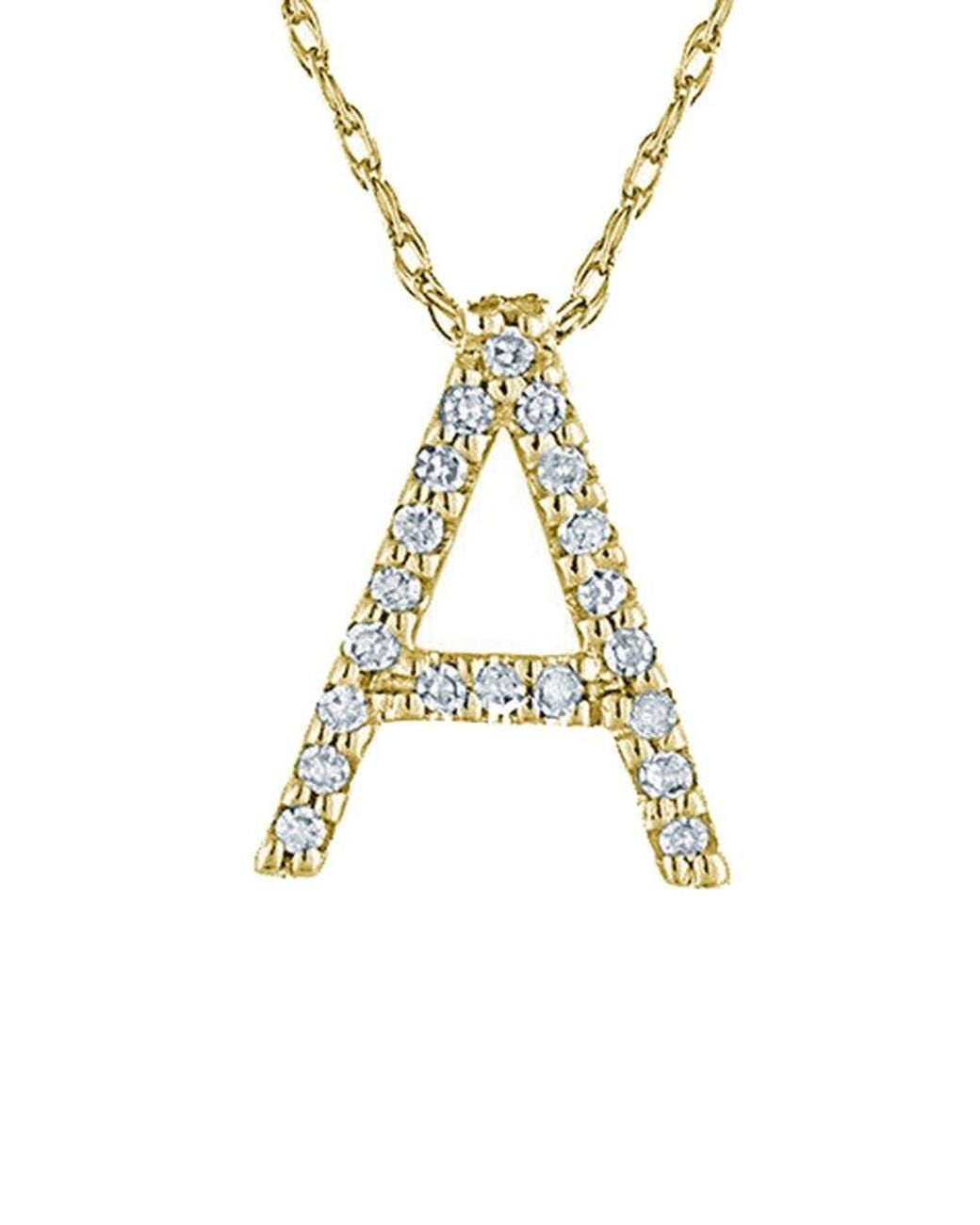 Suzy Levian Metallic 14k 0.1 Ct. Tw. Diamond Initial Necklace