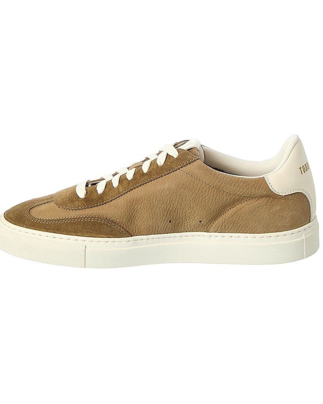 Todd Snyder Natural Low Profile Leather & Suede Sneaker for men
