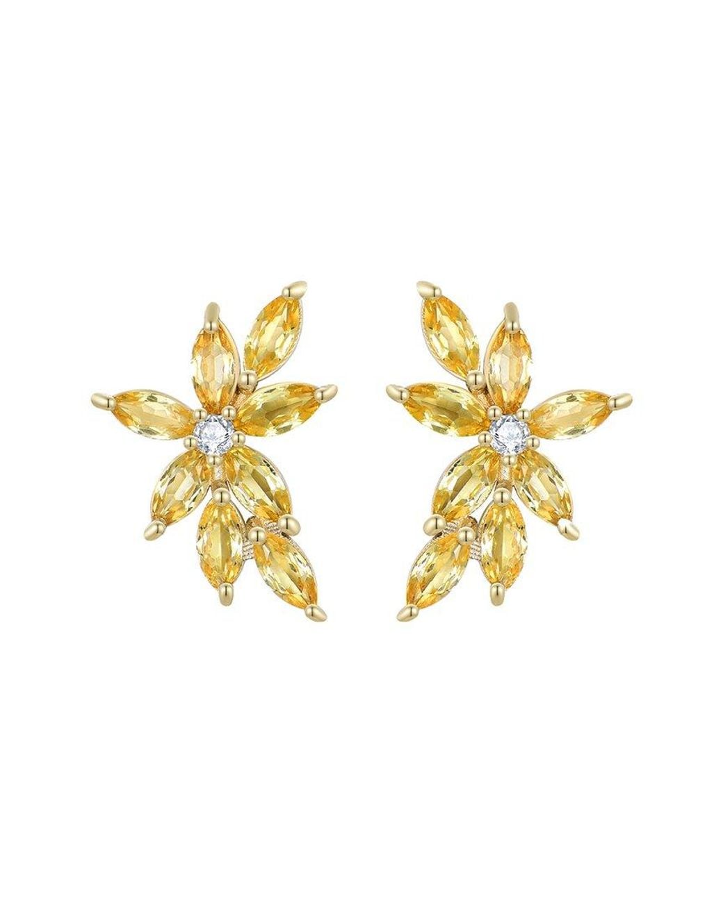 Nina Zhou Jewelry Metallic 14K 1.64 Ct. Tw. Diamond & Sapphire Cluster Earrings