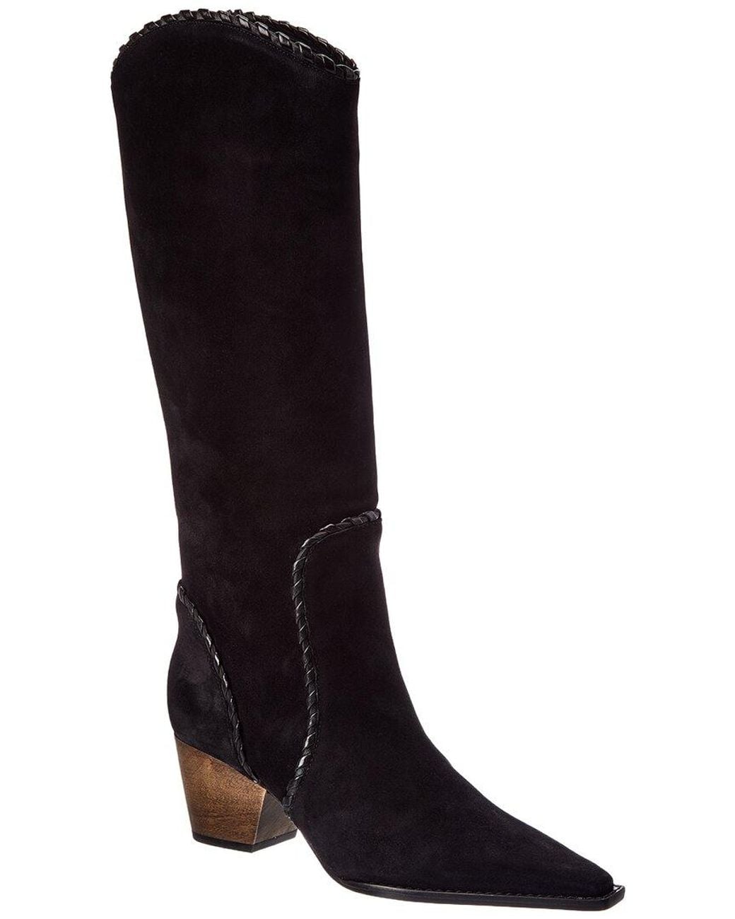 Alexandre Birman Black Victoria Saddle 60 Suede Knee-High Boot