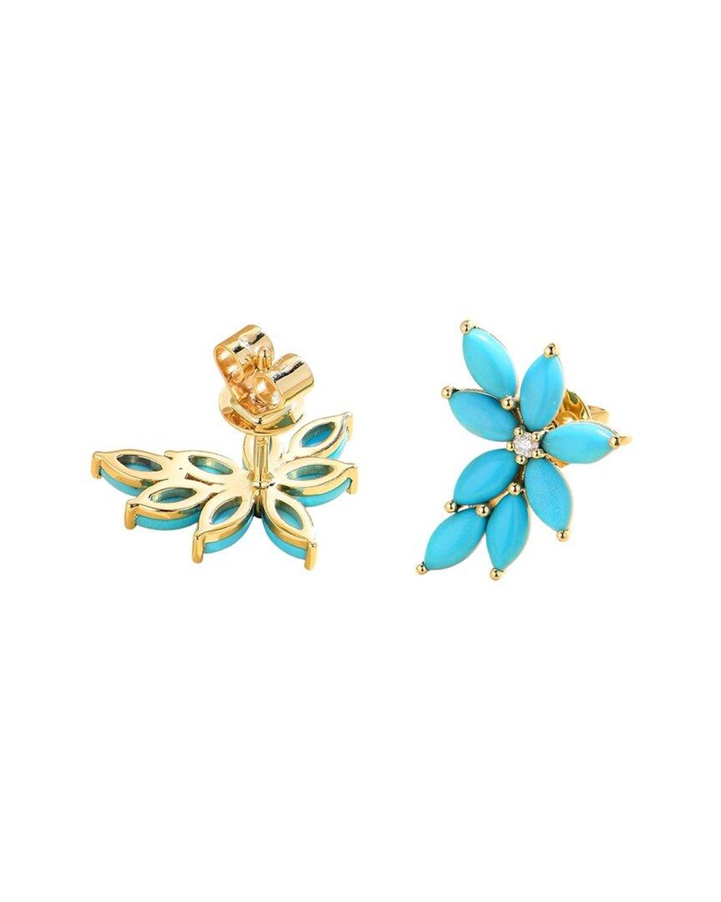 Nina Zhou Jewelry Blue 14K 2.14 Ct. Tw. Diamond & Cluster Earrings