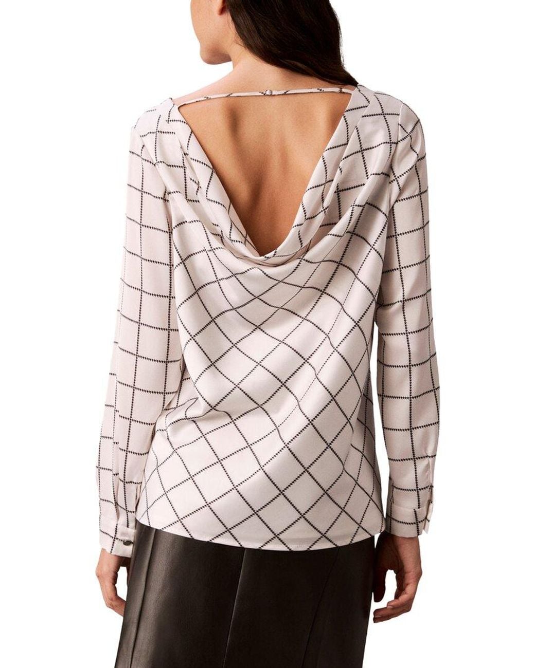 Calvin Klein White Cowl Back Blouse