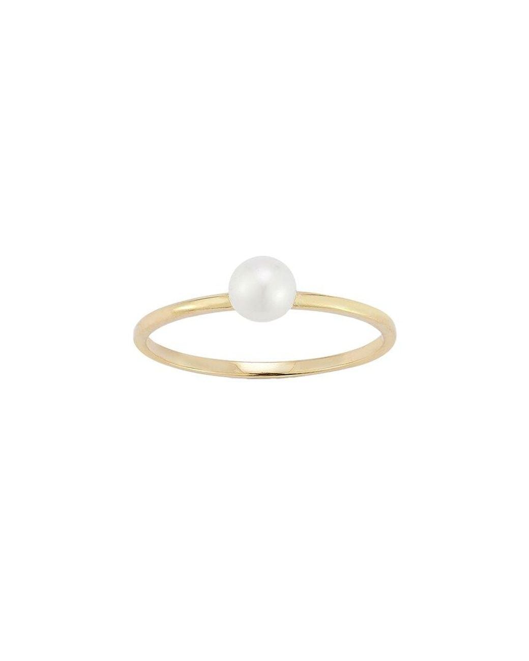 Italian Gold White 14K 4Mm Pearl Ring