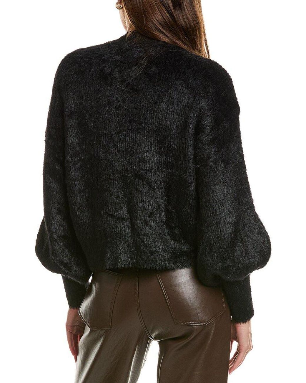 L'Agence Black Harriet Blouson Sleeve Cardi
