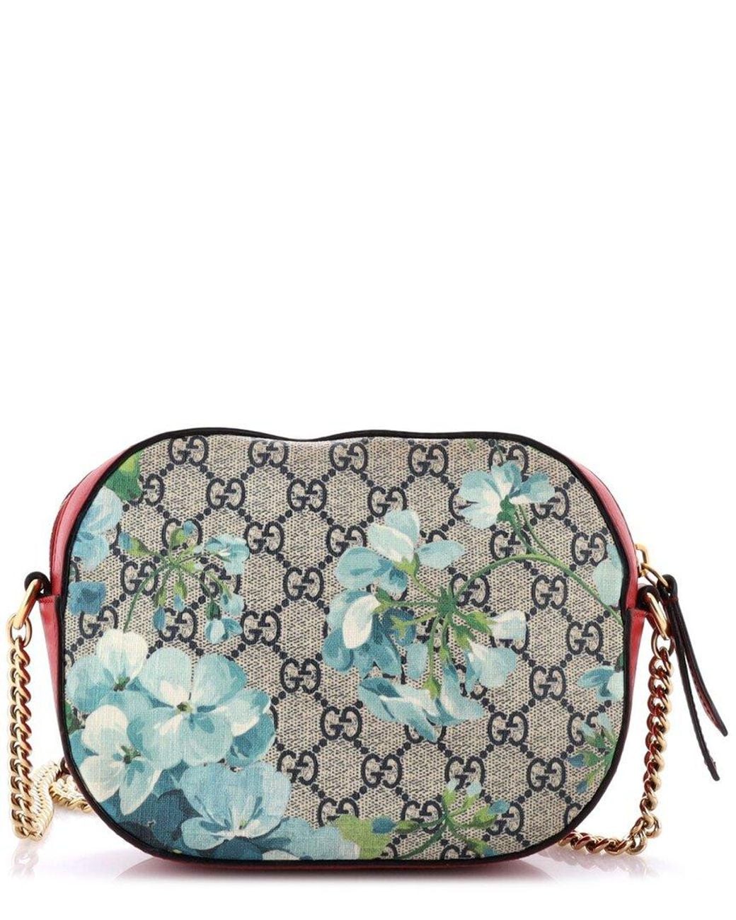 Gucci Green Blooms Print Gg Coated Canvas Chain Crossbody Mini (Authentic Pre- Loved)