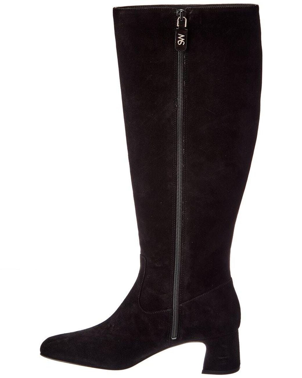 Stuart Weitzman Black Simona Zip Suede Knee-High Boot