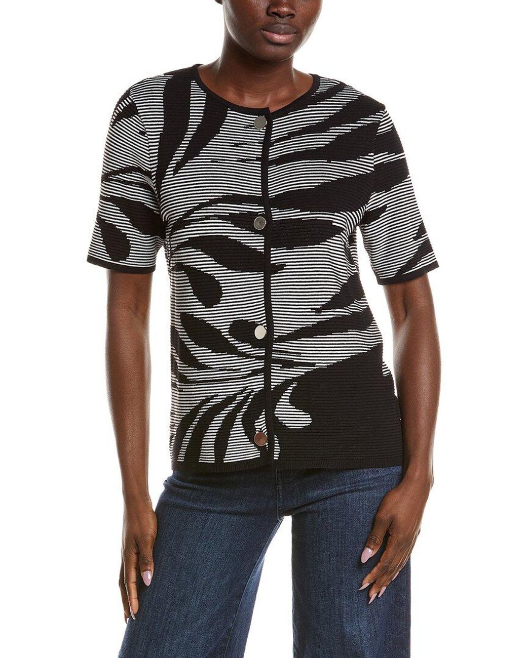 Anne Klein Black Floral Cardigan