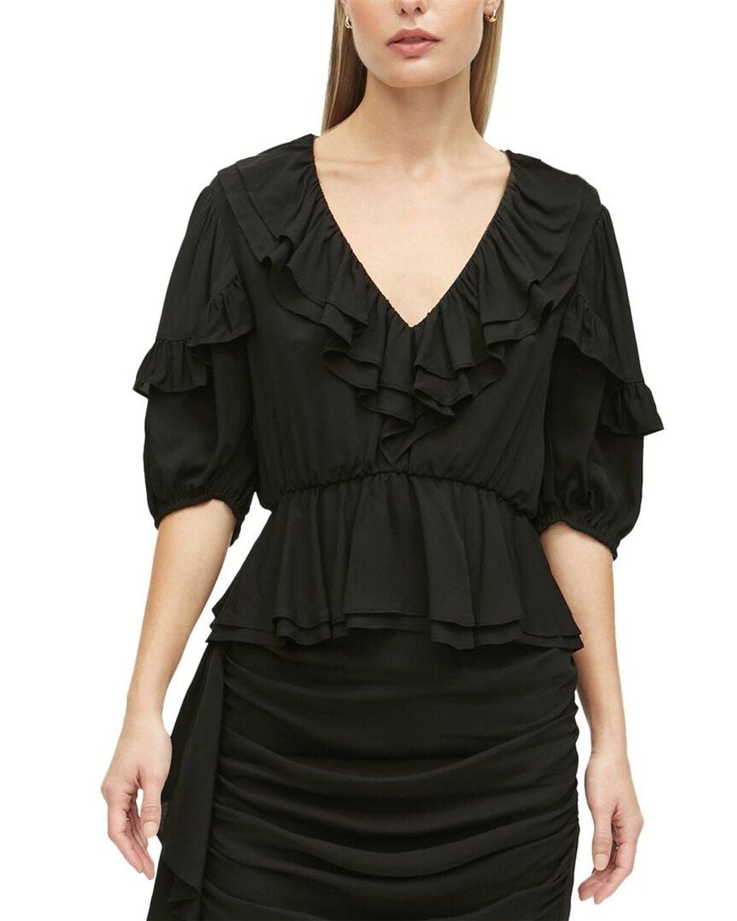 RHODE Black Venus Short Sleeve Top