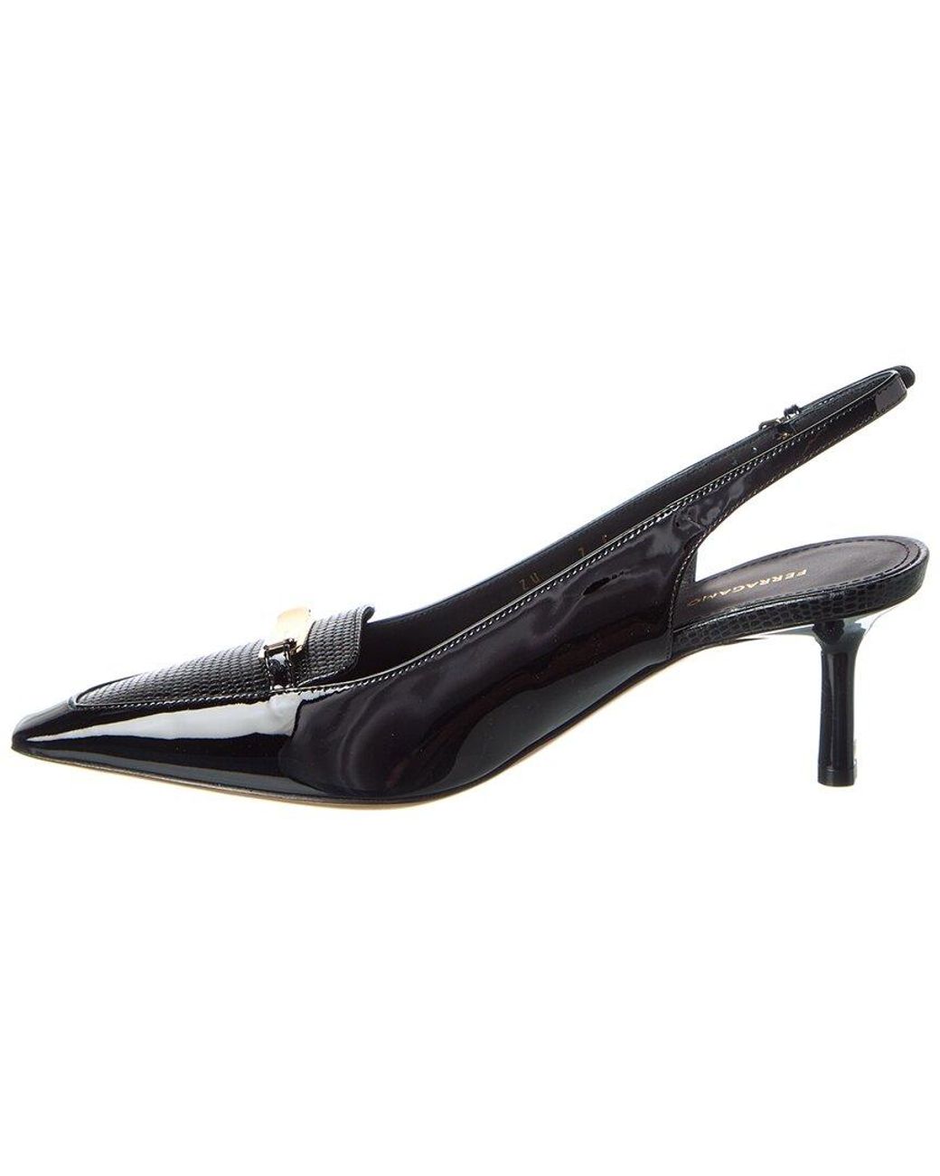Ferragamo Blue Patent Slingback Pump