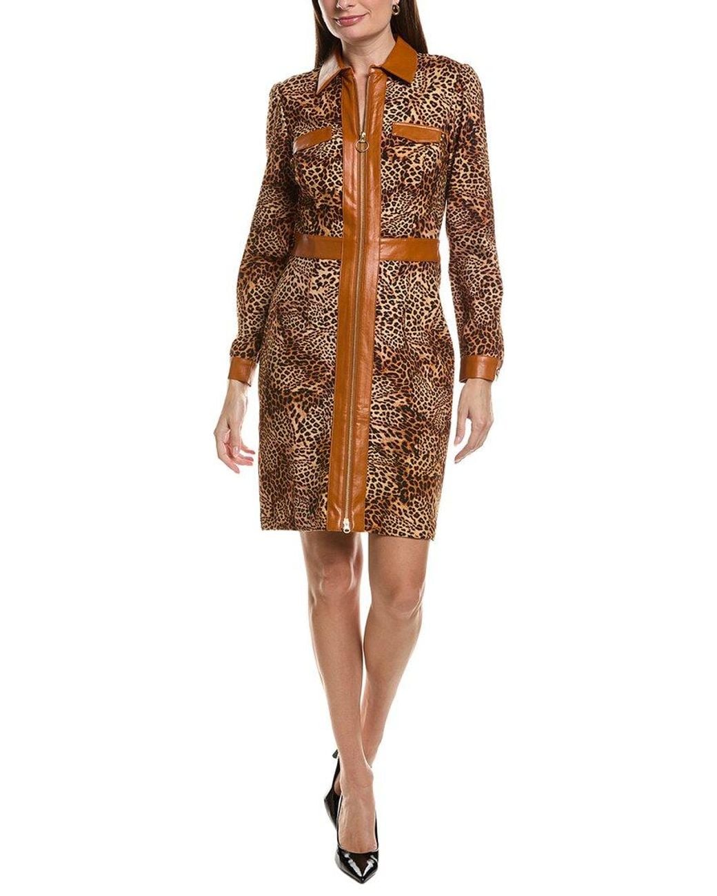 tyler boe Brown Karine Ponte Cheetah Dress
