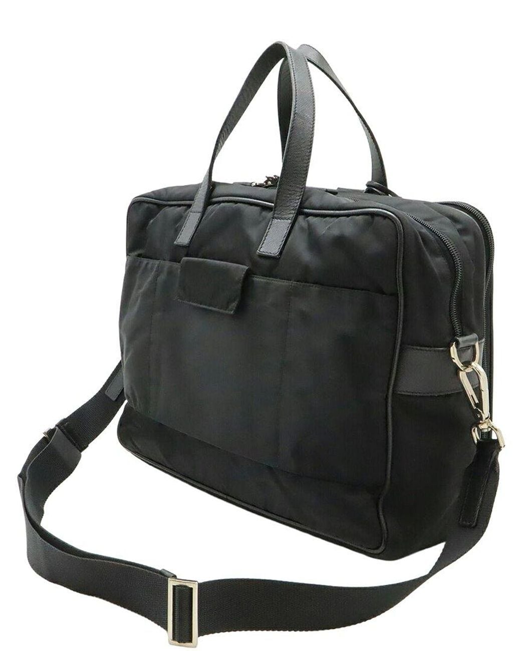 Prada Black Triangle Logo Briefcase (Authentic Pre-Loved)