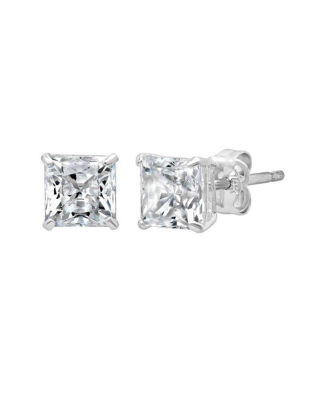 MaxColor White 14K Cz Stud Earrings