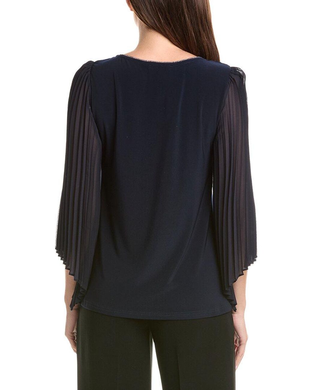 Joseph Ribkoff Black Pleated Sleeve Top