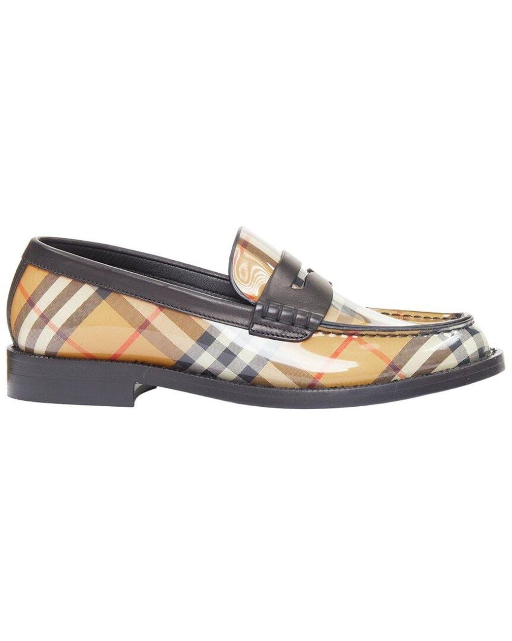 Burberry Multicolor Vintage Check Patent Leather Bedmont Classic Penny Loafer (Authentic Pre-Loved)