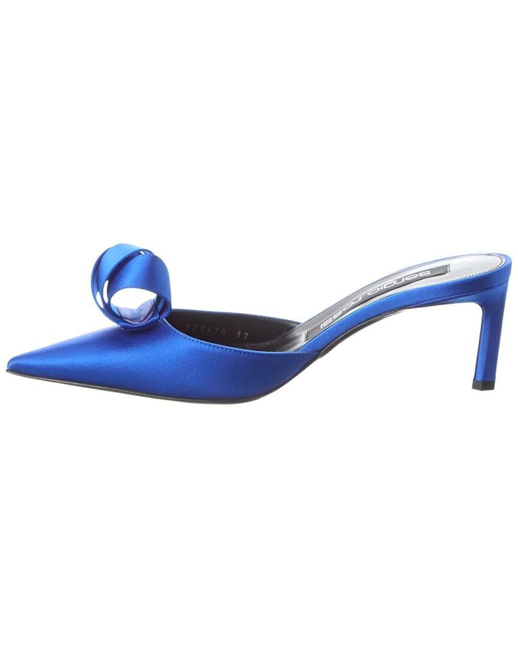 Sergio Rossi Blue Bigoudi Satin Mule