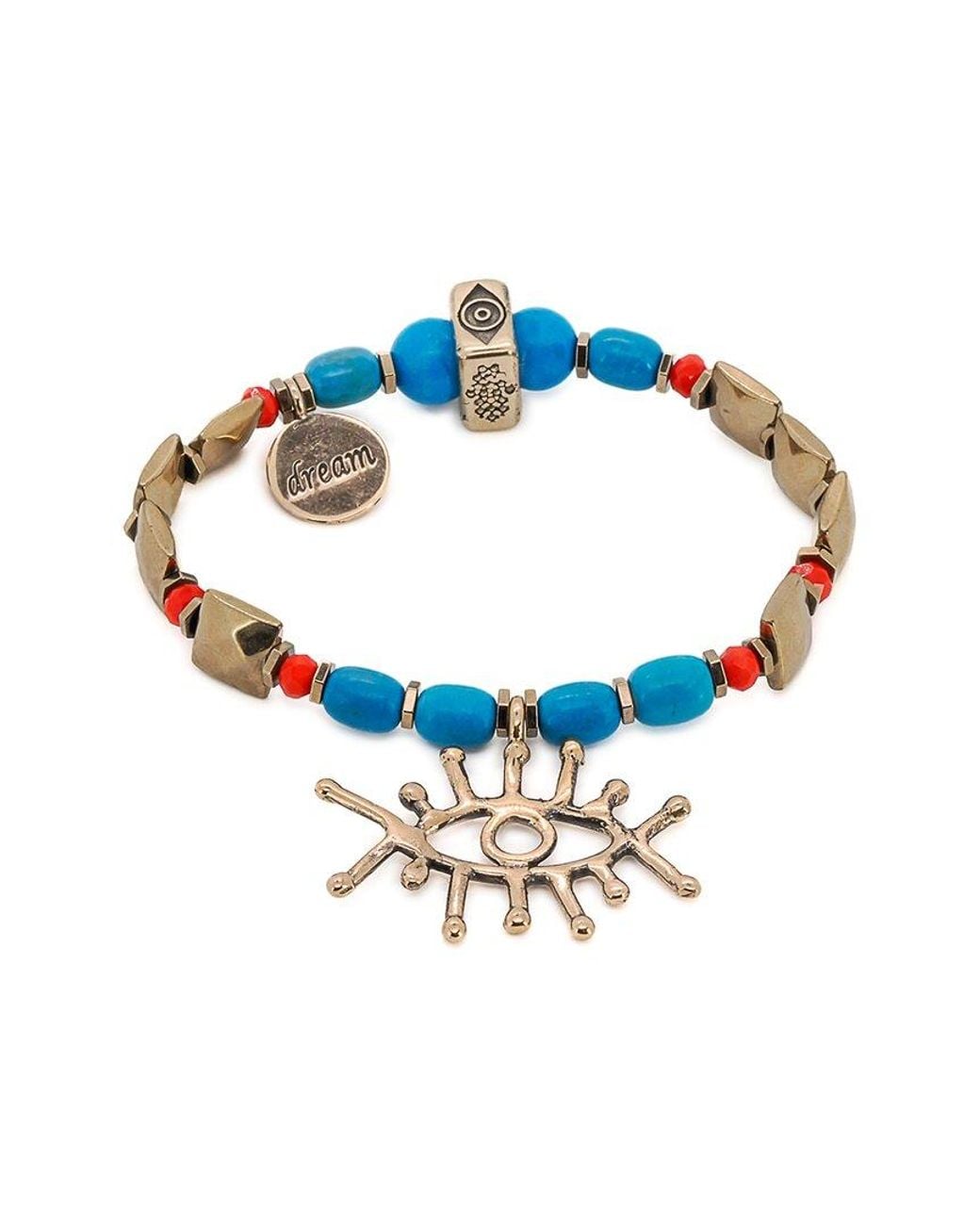 Ebru Jewelry Blue Protection & Luck Plated Beaded Bracelet