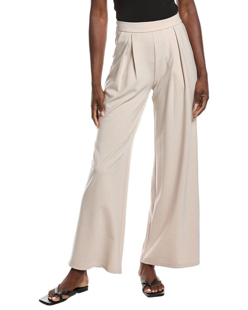 Gracia Natural Pleated Wide Leg Pant