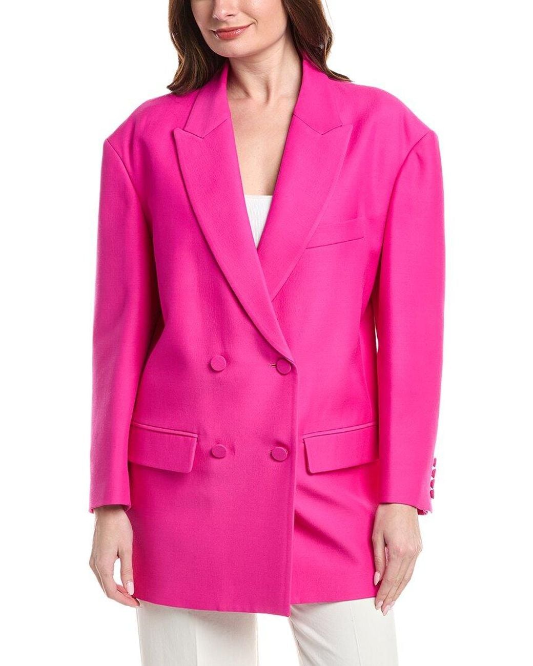 Valentino Pink Wool & Silk-Blend Over Jacket