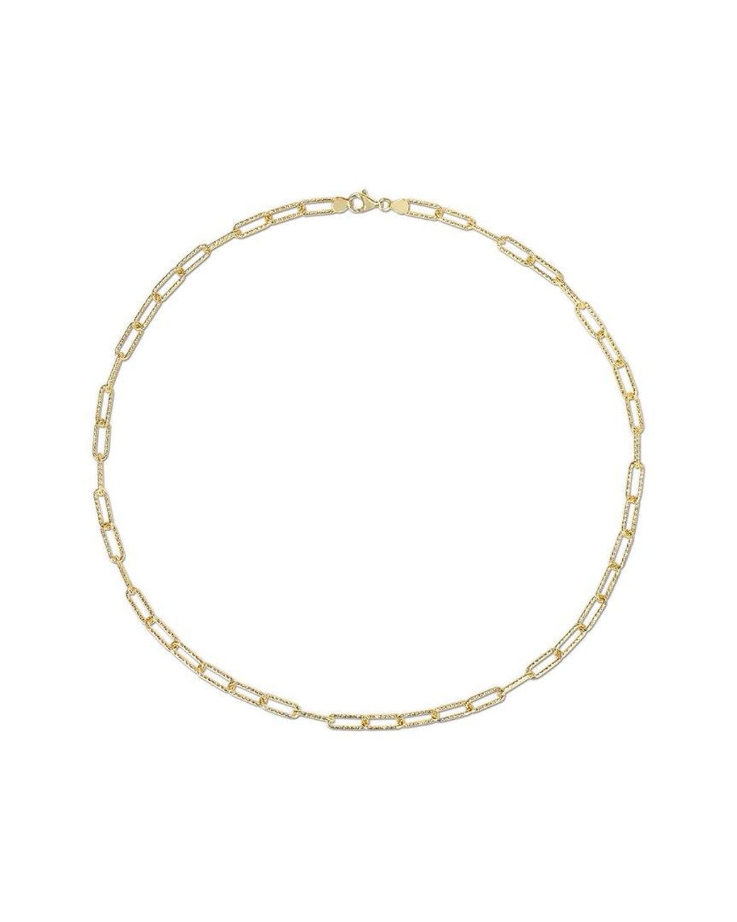 Italian Silver Metallic 18k Over Paperclip Chain Necklace
