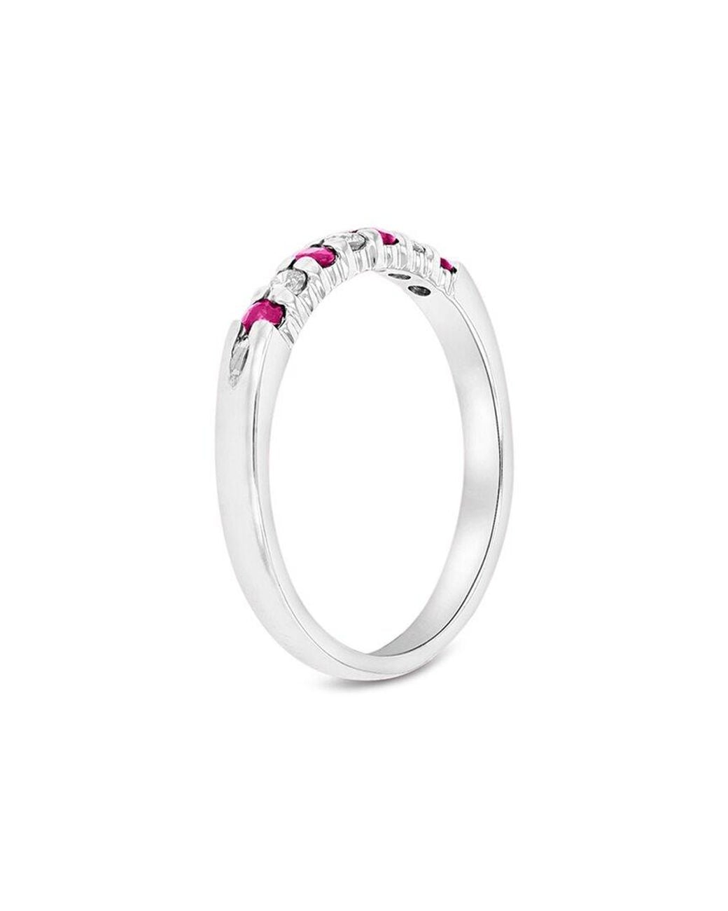 Diana M White Fine Jewelry 14k 0.27 Ct. Tw. Diamond & Ruby Ring