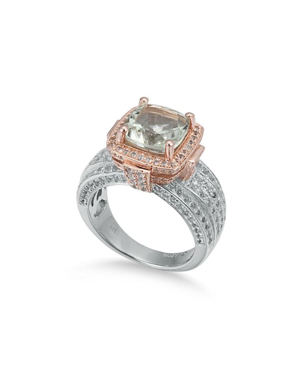 Suzy Levian White Two-tone Silver 5.36 Ct. Tw. Gemstone Statement Ring