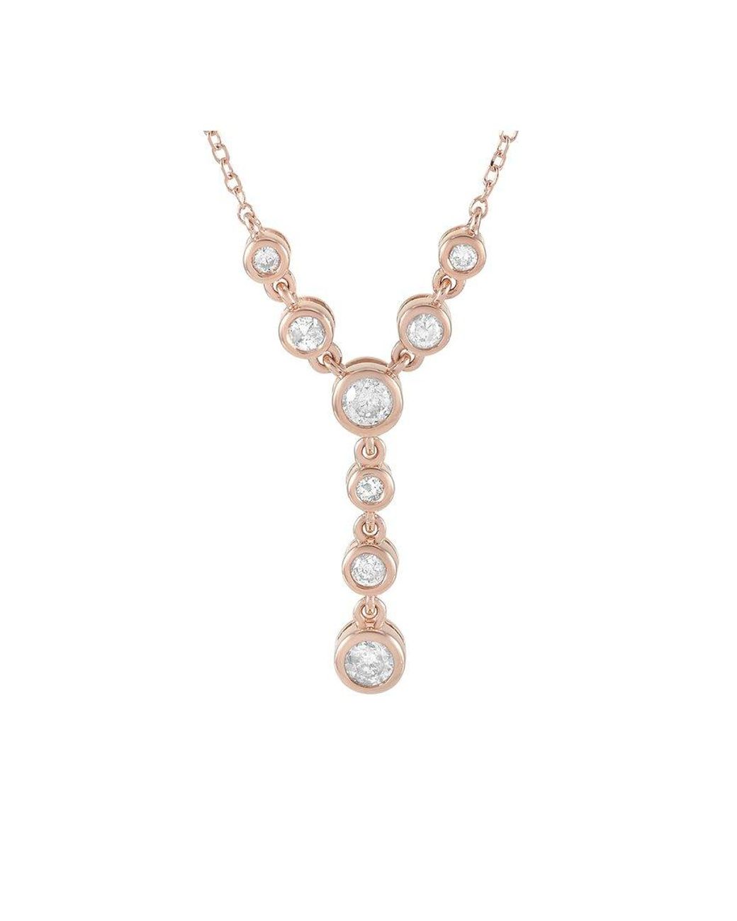 Diamond Select Cuts White 14K Rose 0.25 Ct. Tw. Diamond Necklace
