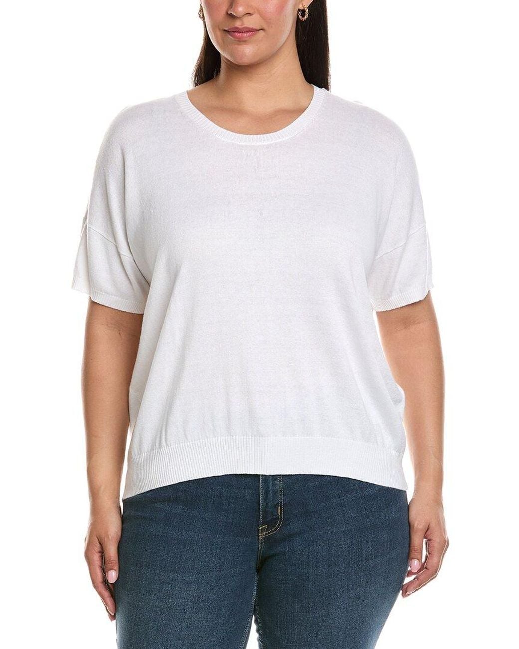 Eileen Fisher White Plus Crewneck Sweater