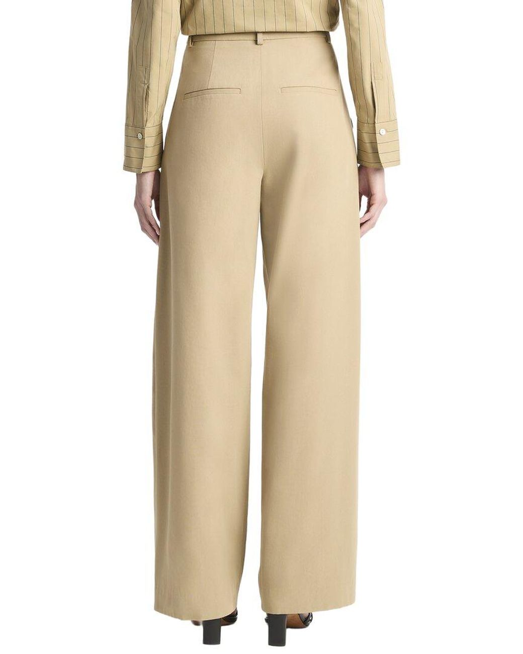 Vince Natural Mid Waist Pleated Trouser