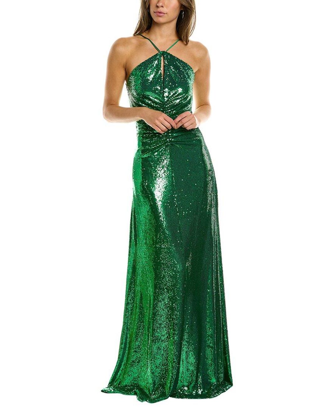 green halston dress