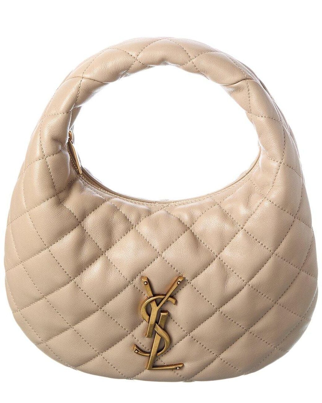 Saint Laurent Natural Icarino Quilted Leather Hobo Bag