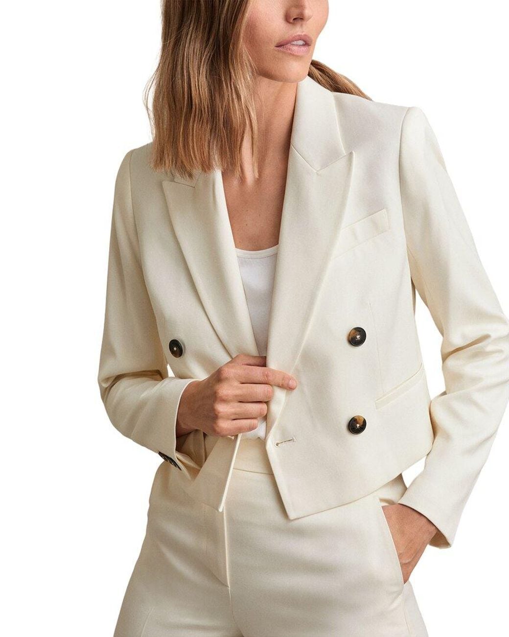 Reiss Natural Millie Tailored Cropped Jacket