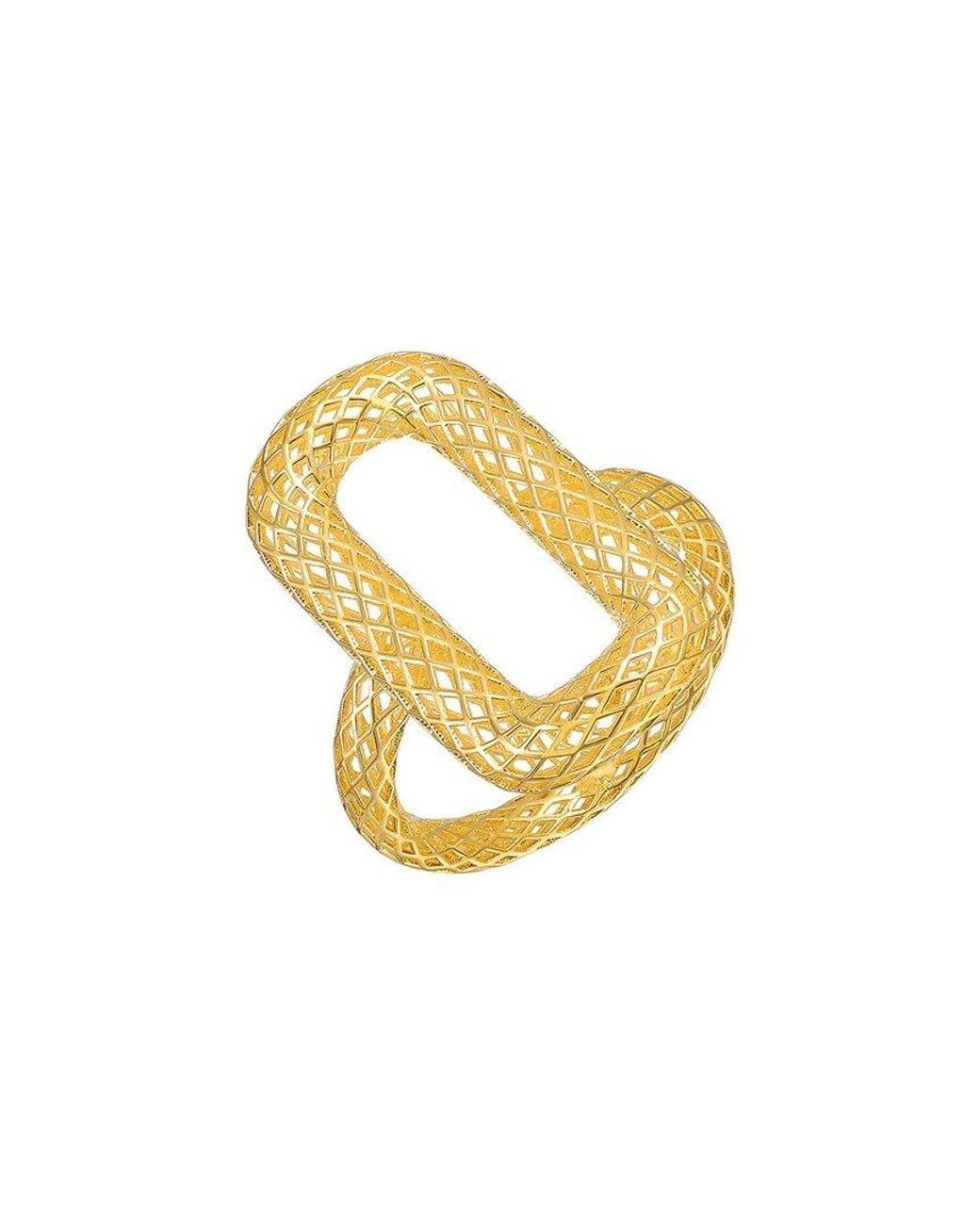 Rachel Glauber Metallic 14K Plated Mesh Design Ring