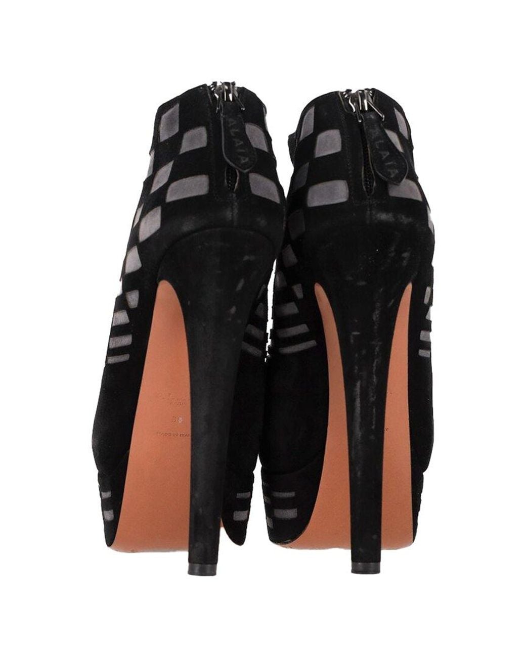 Alaïa Black Suede Laser Cut Platform Bootie (Authentic Pre-Loved)