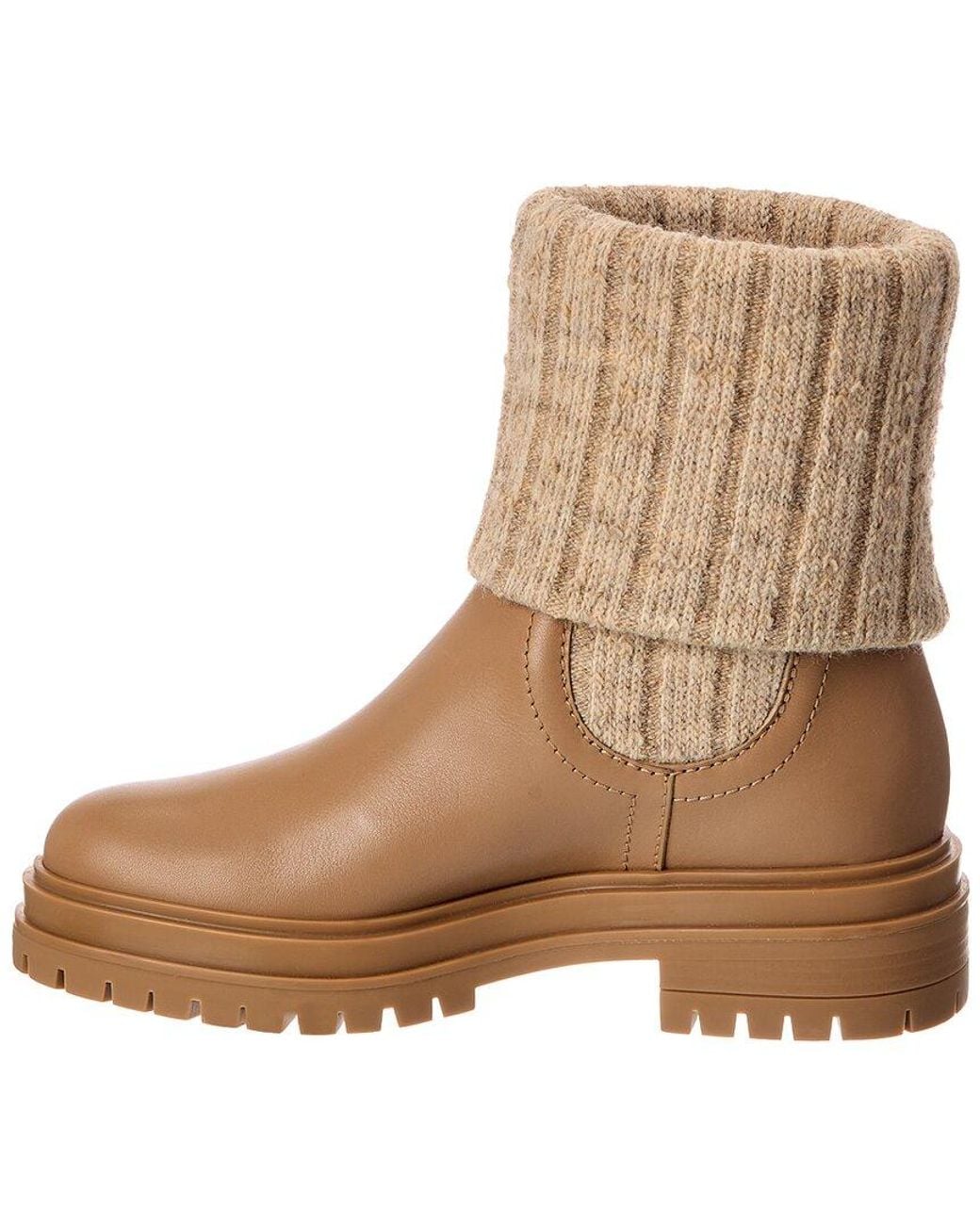 Gianvito Rossi Brown Tenney 20 Knit & Leather Boot