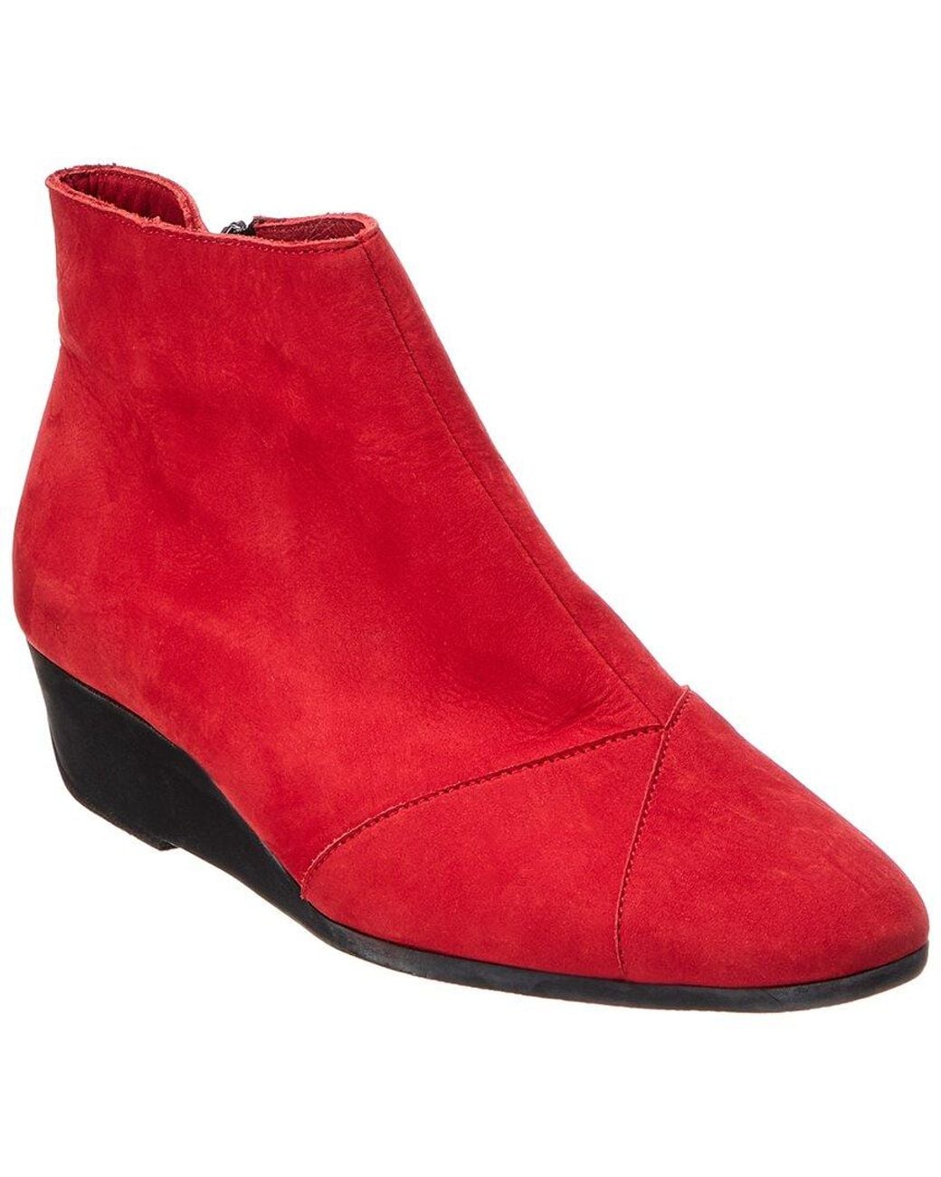 Arche Red Anyska Leather Wedge Bootie