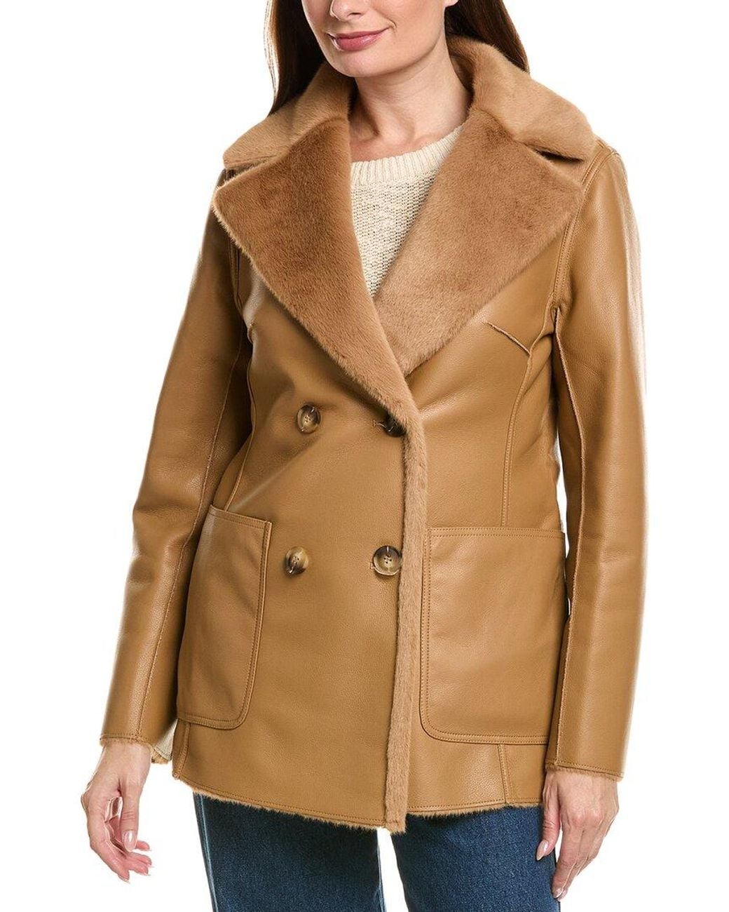 Lamarque Brown Faux Shearling Reversible Coat
