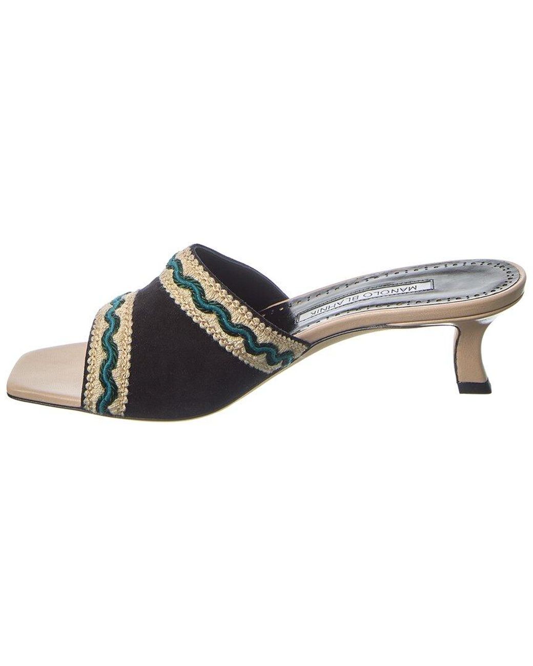 Manolo Blahnik Black Marebis 50 Suede Sandal