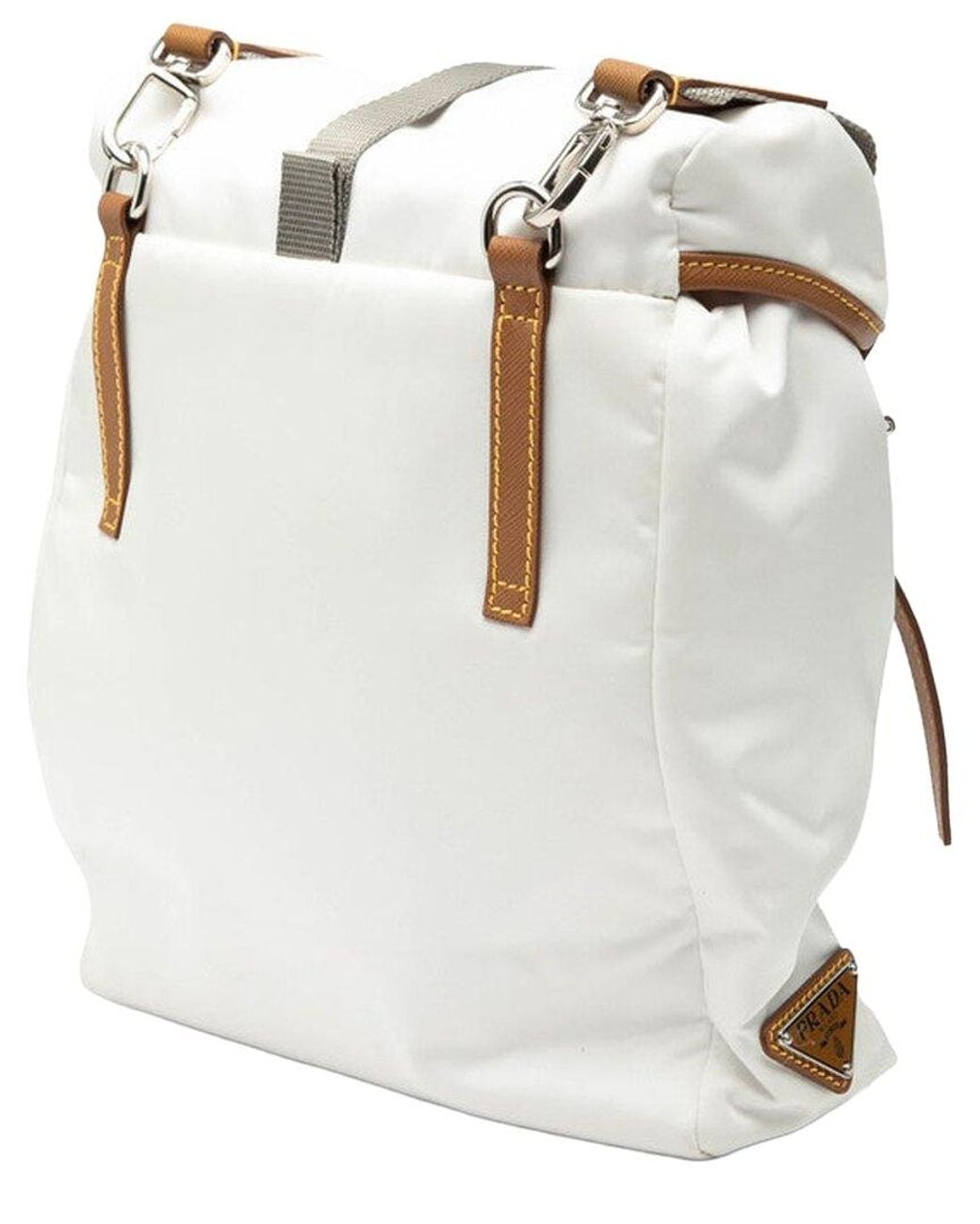 Prada White Tessuto Nylon Triangle Logo Shoulder Bag (Authentic Pre-Loved)